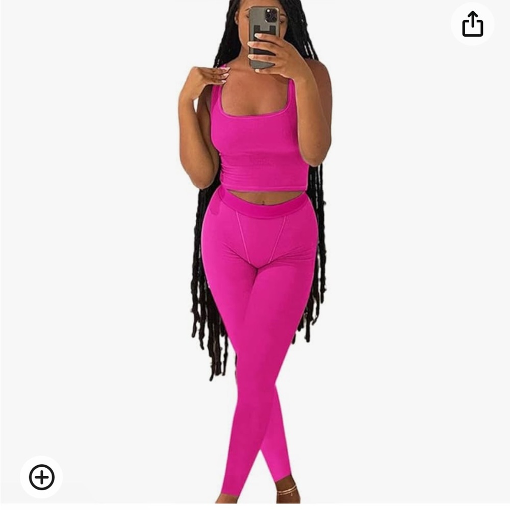 **NEVER WORN** skims inspired Sets Two Piece Women Ribbed Crop Tank Top Leggings